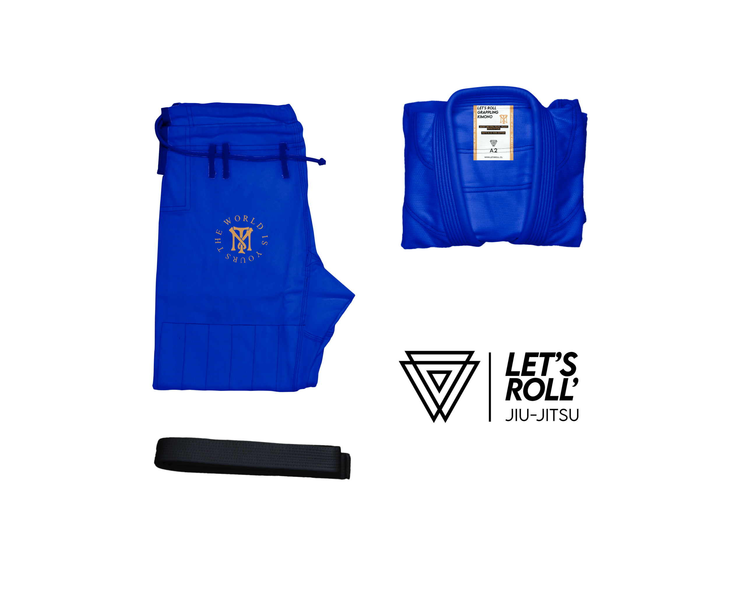 Gi BJJ Chile The World Is Yours Azul - Kimono Premium Let’s Roll - Imagen 6